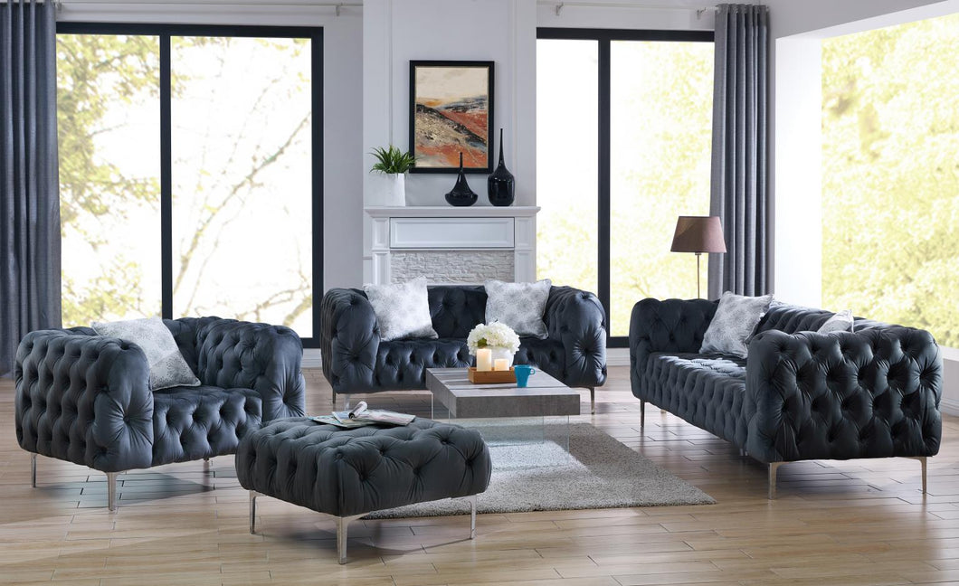 Gray Tuft Sofa and Lovesat