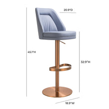 Load image into Gallery viewer, Maven Blue and Rose Gold Adjustable Swivel Stool
